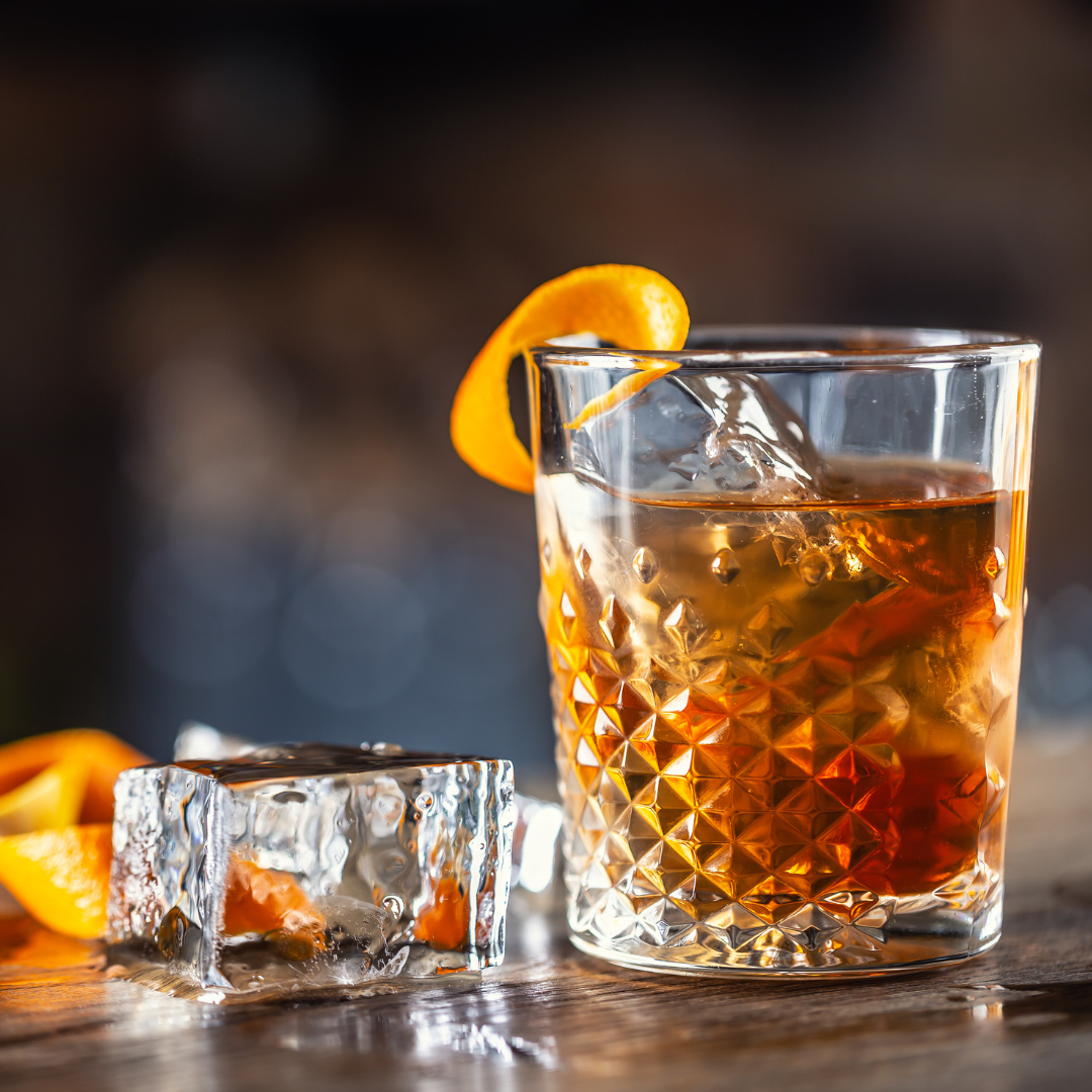 crystal glass with old fashioned