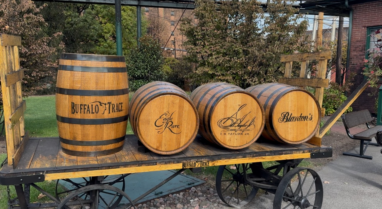 sazerac barrels on a wagon