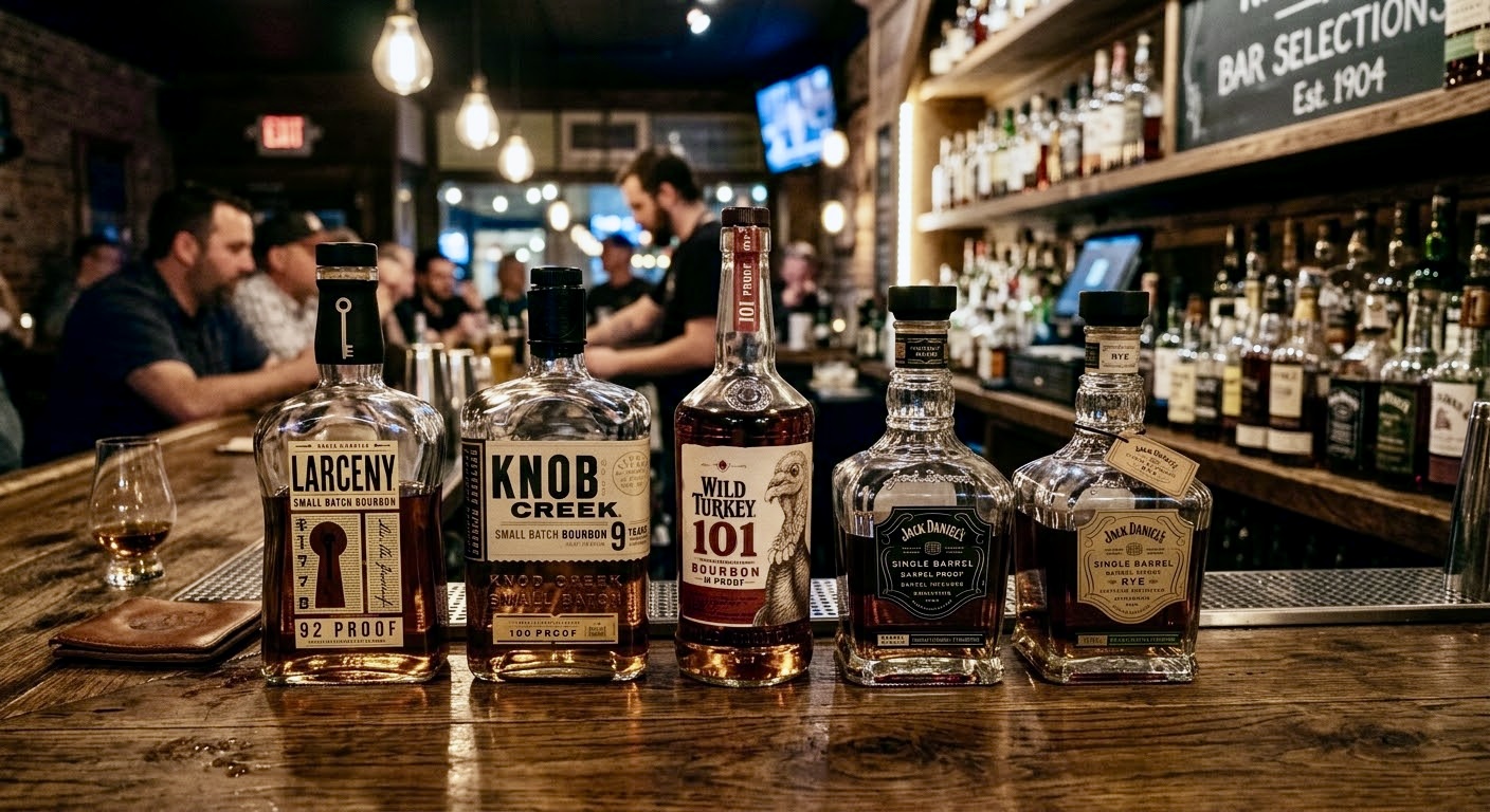 A Home Whiskey Bar with a whiskey collection costing under $250