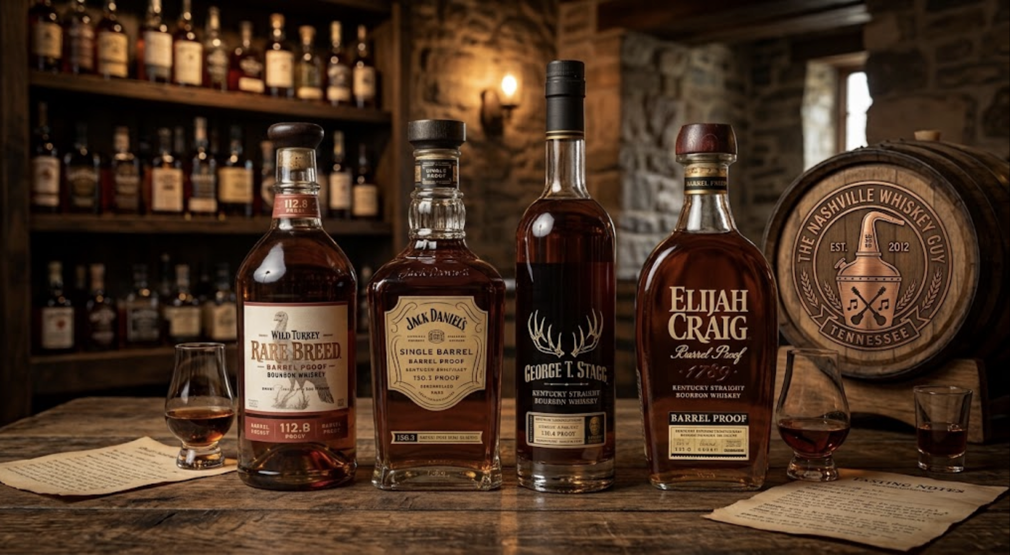 line up of hazmat proof whiskey